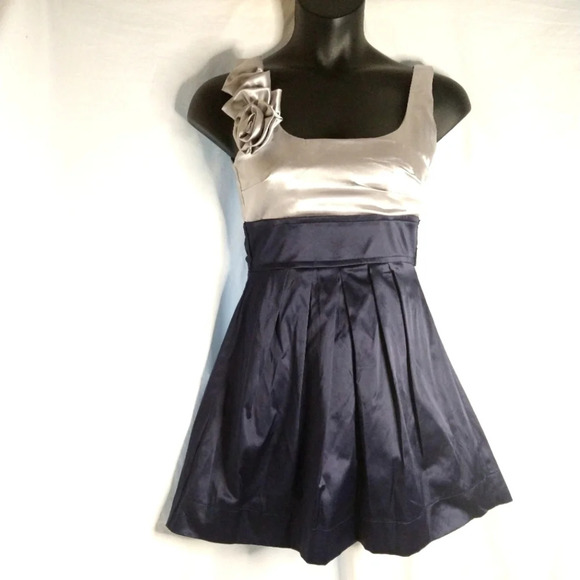 Pretty Silver and Midnight Blue Event Dress EUC ❤️ - Picture 1 of 13